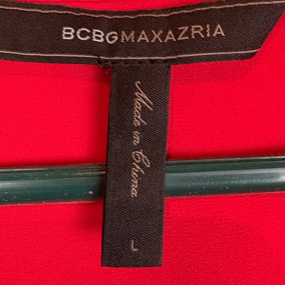 BCBG MaxAzria Gena Red Berry Lightweight Semi-Sheer Pull Over Tunic Top Blouse - Picture 8 of 10